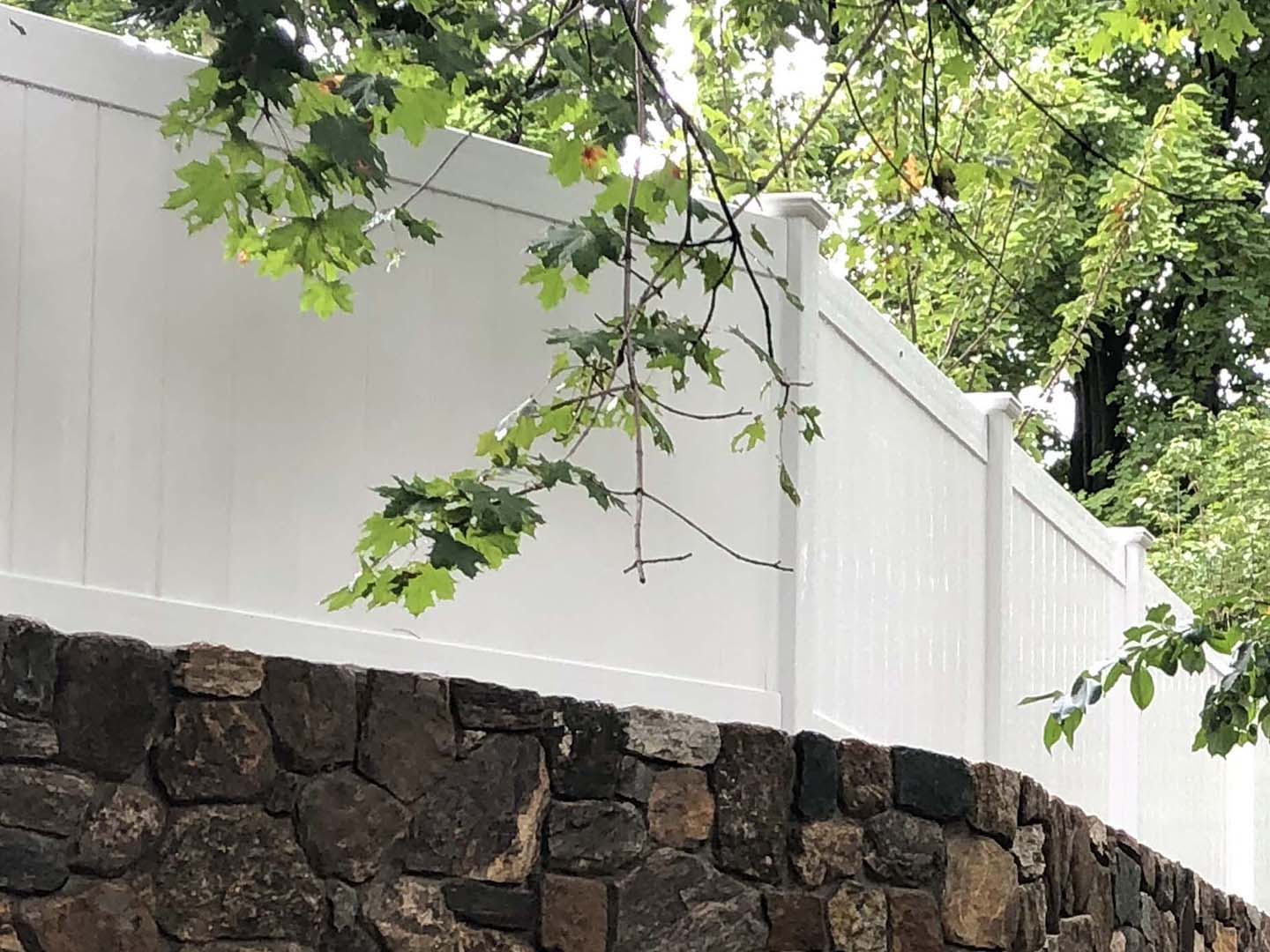 Vinyl privacy fence installed in Merrimack Valley, Massachusetts