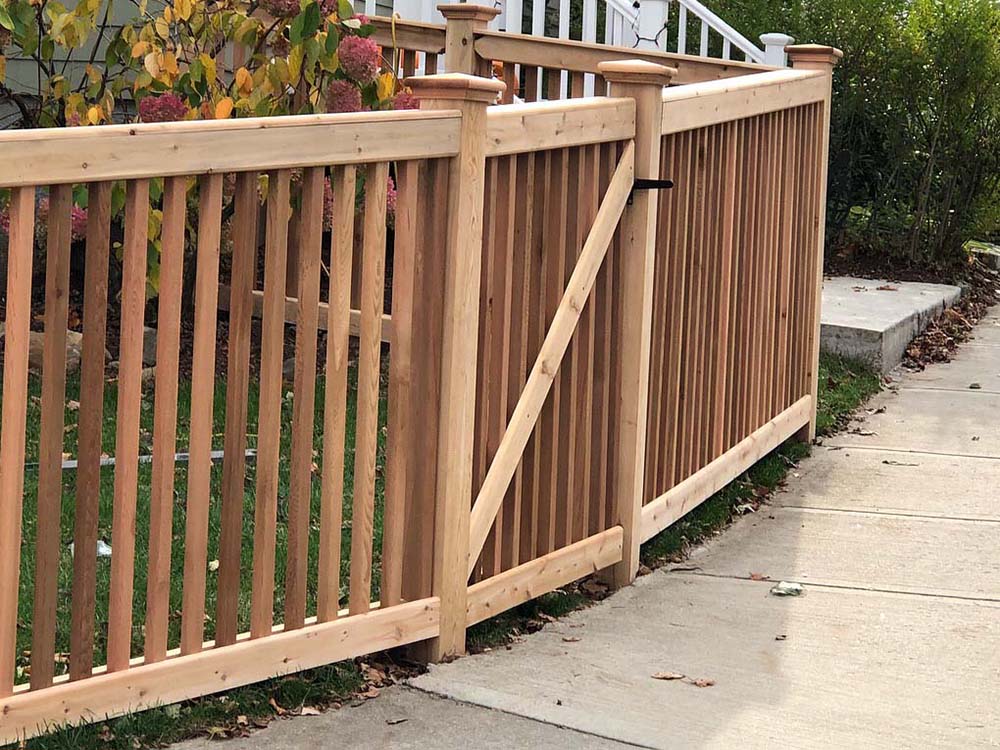 Cedar wood privacy fence installed in Merrimack Valley, Massachusetts